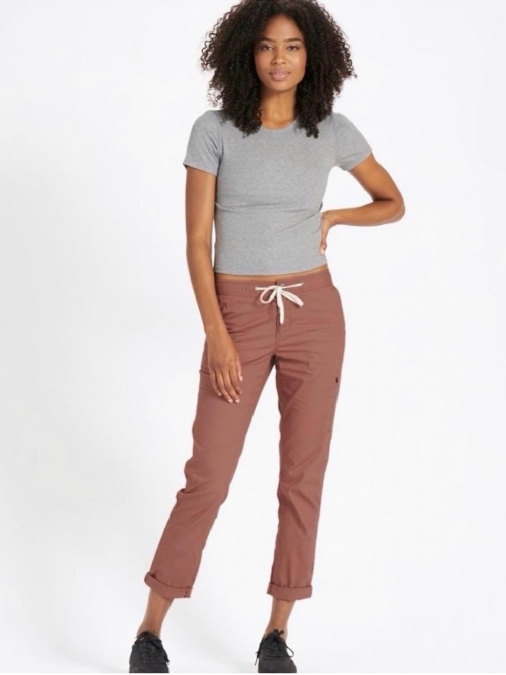 Vuori Ripstop Drawstring Cropped Pants Terracotta Organic Cotton Travel Sz Small